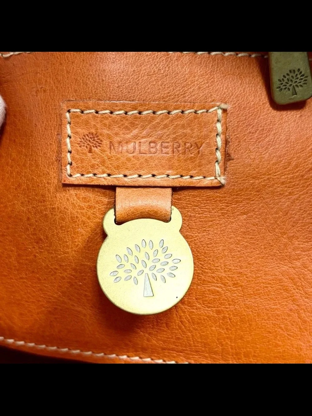 Mulberry Russet Leather Bayswater Satchel with Brass Hardware